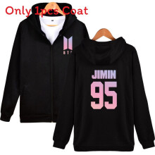 (Jimin Black,L)BTS Muster Druck Langarm Kapuzen Sweatshirt Mantel Mode Geschenke Kleidung