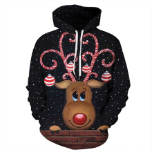 (Christmas Elk,5XL)Herren Damen Weihnachten 3D Grafikdruck Kapuzen Hoodie Sweatshirt Pullover Pulli
