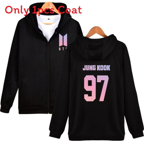 (Junk Kook Black,S)Abrigo Sudadera con Capucha Manga Larga Estampado Bts Moda Ropa Regalos