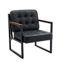 (Black, 73x66.5x83.49cm) Smartue Modern Faux Leather button-tufted design Accent Chair with Metal Farme 110? Recline