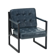 (Blue, 73x66.5x83.49cm) Smartue Modern Faux Leather button-tufted design Accent Chair with Metal Farme 110? Recline