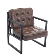 (Brown, 73x66.5x83.49cm) Smartue Modern Faux Leather button-tufted design Accent Chair with Metal Farme 110? Recline