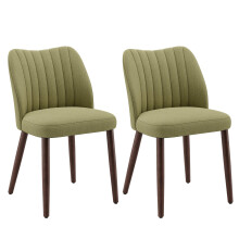 (Green, 47 x 51.5 x 76.3 cm) Smartue Set of 2 Fabric Dining Chairs - Padded Seat with Thick Cushion - Modern Kitchen Chairs with Curved Backrest