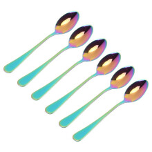 Rainbow color TeaSpoons Coffee Spoon Cake Spoon Stainless Steel Set of 6 Pieces (Coffee Scoops)