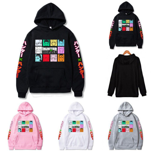 (Black,S)Moletom com capuz Hunter X Hunter hip pop esporte pulôver suéter 2