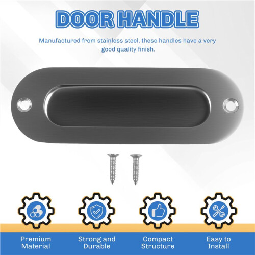 1pcs Rectangular Face Fix Flush Recessed Sliding Door Pull Handle Stainless Steel 2