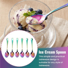 Rainbow color TeaSpoons Coffee Spoon Cake Spoon Stainless Steel Set of 6 Pieces (Coffee Scoops)