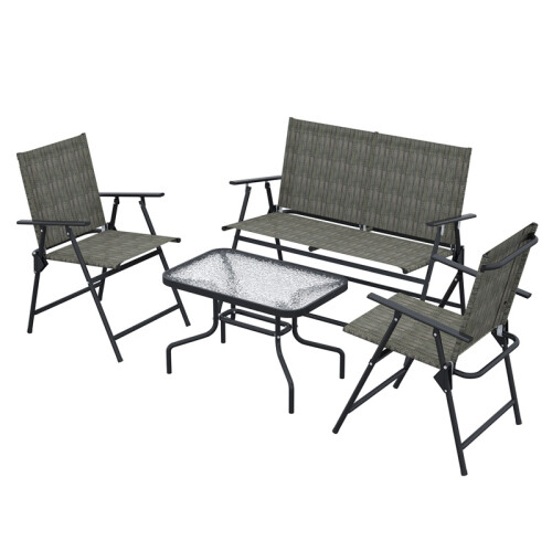 Four-Piece Metal Garden Sofa Set - Mixed Brown 1