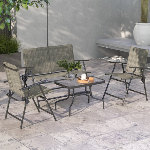 Four-Piece Metal Garden Sofa Set - Mixed Brown 2