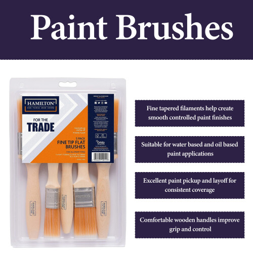 Hamilton Hamilton Fine Tip Flat Paint Brushes Decorating Set 5 Pack 1