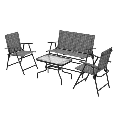 Four-Piece Metal Garden Sofa Set - Mixed Grey 1