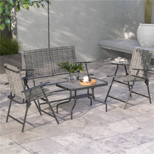 Four-Piece Metal Garden Sofa Set - Mixed Grey 2