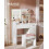 Dressing Table - MDF - White - LED Lights with Adjustable Shelves and Power Outlet 2