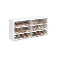Shoe Storage Bench - Engineered Wood - Honey Brown - Adjustable Shelves, 6 Compartments