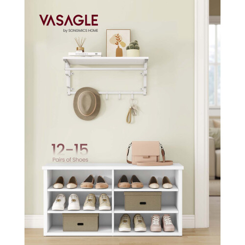 Shoe Storage Bench - Engineered Wood - Honey Brown - Adjustable Shelves, 6 Compartments 1