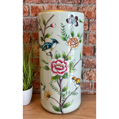 Green Birds & Floral Ceramic Umbrella/Stick Stand