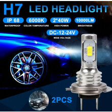 LED-koplampkit, M6000K wit, H7 80W 10000LM, zeer helder wit, koplampombouwset, dim- of grootlichtlampen, 2-pack_Verrassingscadeau