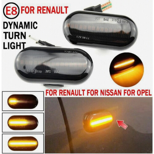 Δυναμικά πλευρικά φλας LED Συμβατό Renault Clio 1 2