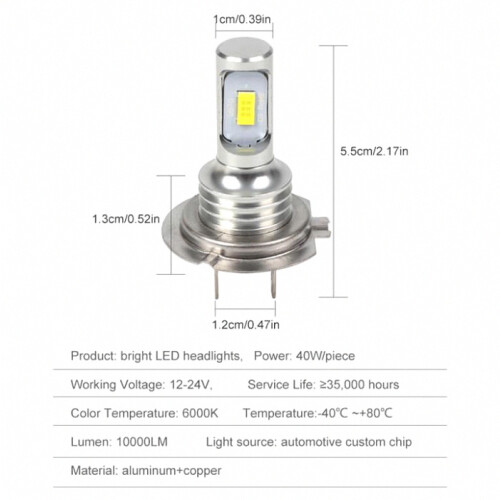 Κιτ προβολέων LED, λευκό M6000K, H7 80W 10000LM, 2
