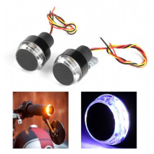 Stück Motorrad-LED-Lenkerleuchten, Blinker, Seitenmarkierungsleuchten, Endgriffe (weiß + blau) - GOL_Überraschungsgeschenk