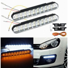 2x 12W 30 LED Flashing Daytime Running Lights Compatible Cars - White/Yellow_Surprise Gift