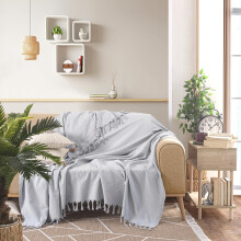 Milam London Sofa Throws Large 2 Seater, Bedspreads Double Size 200x230 cm | Silver Grey Couch Throws For Sofa Covers 2 Seater