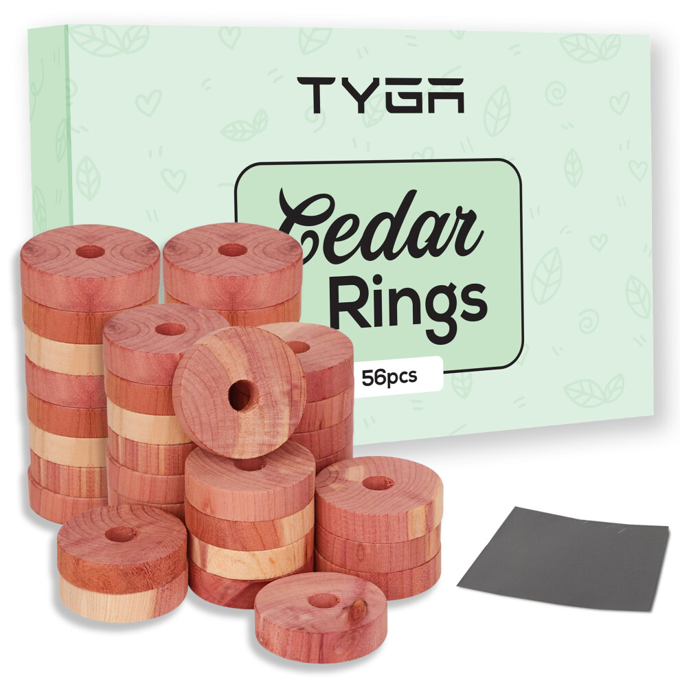 TYGA Store | 56 Cedar Rings, Natural Moth Repellent For clothes, With Sandpaper - Image 2
