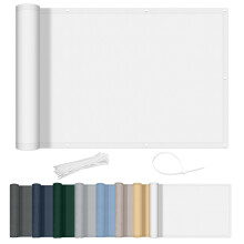 AXT SHADE Balcony Privacy Screen 75x500cm Waterproof Balcony Cover Wind and UV Protection with Cable Ties for Outdoor Terrace-White