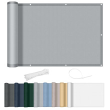AXT SHADE Balcony Privacy Screen 90x300cm Waterproof Balcony Cover Wind and UV Protection with Cable Ties for Outdoor Terrace-Light Grey