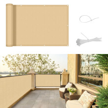 SUNNY GUARD Balcony Privacy Screen 90x400cm Fence Screen for Balcony and Patio Cover,UV protection waterproof and windproof,with Cable Ties,Sand
