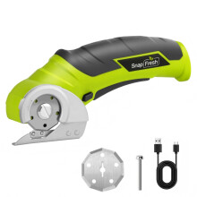 SnapFresh Cardboard Cutter 4V Rotary Cutter Cordless Electric Scissors with 2 Self-Sharpening Blades & Safety Lock for Cardboard, Package, Leather