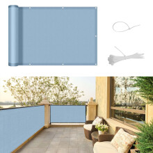 SUNNY GUARD Balcony Privacy Screen 90x500cm Fence Screen for Balcony and Patio Cover,UV protection waterproof and windproof,with Cable Ties,Blue Grey