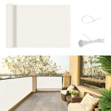SUNNY GUARD Balcony Privacy Screen 80x500cm Fence Screen for Balcony and Patio Cover,UV protection waterproof and windproof,with Cable Ties,Cream