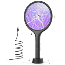 YISSVIC Electric Fly Swatter Bug Zapper Racket, 4000V, Rechargeable | Fly Zapper, Mosquito Killer, High-Voltage Grid, 1500mAh Battery, 3-Layer Mesh