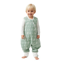 Duomiaomiao Sleeping Bag with Legs, 100% Cotton 1.5 Tog Baby Sleep Bag Toddler Sleeping Sack with Feet for 3-4 Years Boys Girls, Green