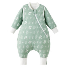 Duomiaomiao Sleeping Bag with Legs, 100% Cotton Winter 3.5 Tog Baby Sleep Bag Toddler Sleeping Sack with Long Sleeves for 2-3 Years Boys Girls, Green
