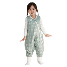 Duomiaomiao Sleeping Bag with Legs, 100% Cotton Winter 2.5 Tog Baby Sleep Bag Toddler Sleeping Sack with Feet for 6-12 Months Boys Girls, Green