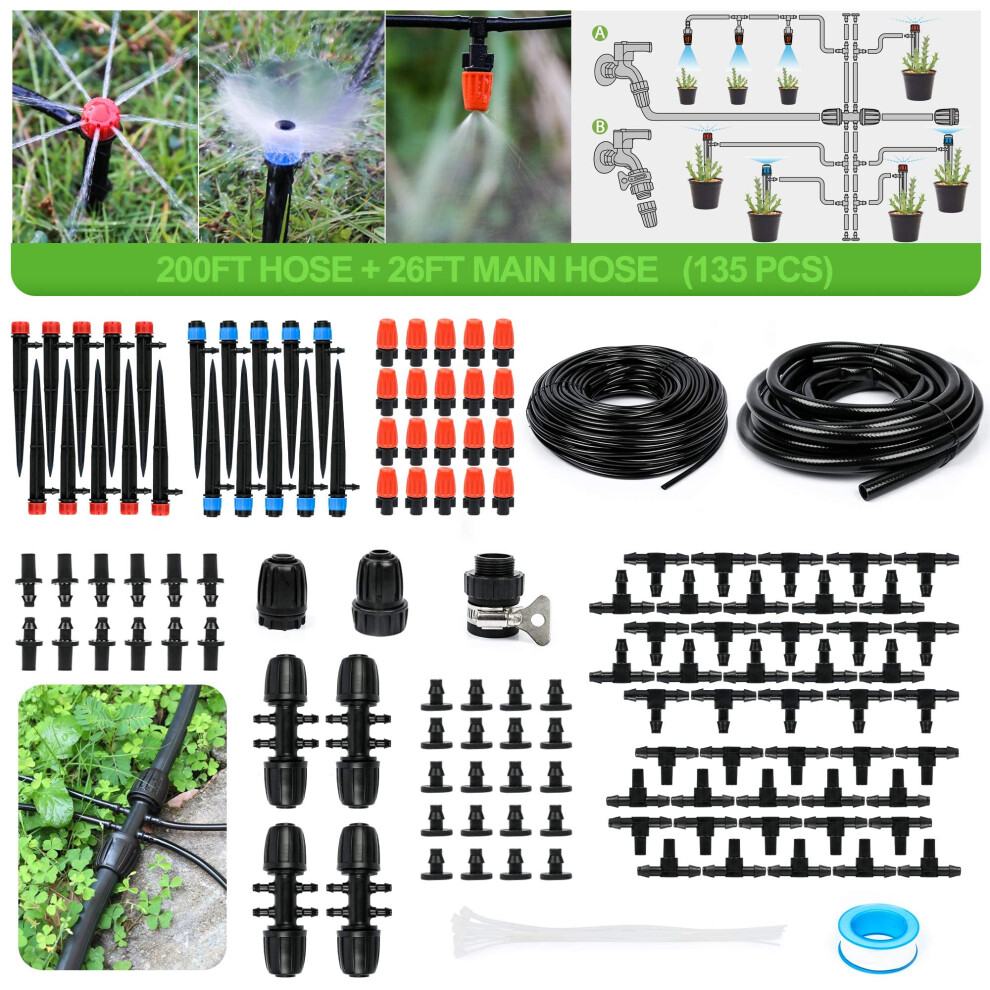 Mixc 68M/226Ft Irrigation System Kit, Automatic Drip Irrigation System