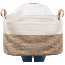 TIMEYARD 65L Large Laundry Basket Cotton Rope Woven Storage Basket