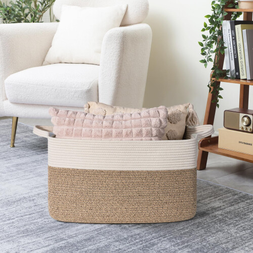 TIMEYARD 65L Large Laundry Basket Cotton Rope Woven Storage Basket 1