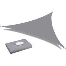Sun Shade Sail Waterproof Outdoor Garden Patio Party Sunscreen Awning 3x3x3m Triangle Canopy 98% UV Block with Free Rope, Light Grey