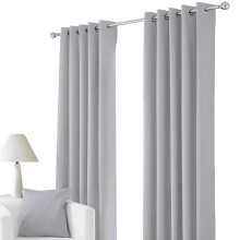 RayyanLinen Readymade Blackout Thermal Eyelet Ring Top Pair of Curtains Including 2 Tiebacks (GREY SILVER, Width 46" x Drop 72")