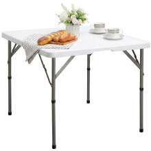 HollyHOME Square Folding Table 2.8FT/87cm Garden Table Foldable Dining Table for Camping Picnic Balcony Portable Plastic Trestle Table for Party BBQ