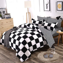 Lanqinglv Double Duvet Cover Set Black and White Checkered Plaid Bedding