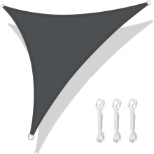 Sun Shade Sail Waterproof 3x3x3m Triangle, 98% UV Block PES for Garden Patio Sunscreen Canopy Sunsail with Free Ropes, Grey