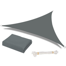 Sun Shade Sail Waterproof Outdoor Garden Patio Party Sunscreen Awning 3x3x3m Triangle Canopy 98% UV Block with Free Rope, Grey