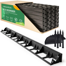 Flexible Lawn Edging 12 m - Invisible Plastic Garden Edge with 50 Securing Pegs - Easy to Use, Weather Resistant