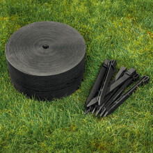 UNIGARDIA Flexible Lawn Edging 20 m with 40 Securing Pegs - Height 13 cm, Thickness 3 mm - Plastic Grass Border & Flower Bed Garden Edging