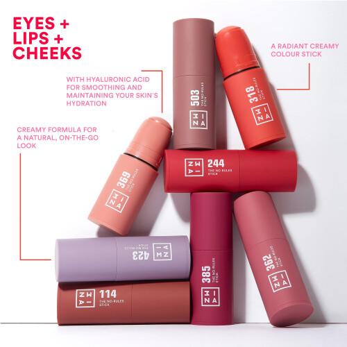 3INA - The No - Rules Stick 385 - Raspberry pink - Cream Blush Stick 2