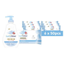 Baby Dove Rich Moisture Baby Wash and Wipes Bundle : Tear-Free Head to Toe Wash (400ml) 6x Baby Dove Rich Moisture Wipes for Soft Skin & Hair